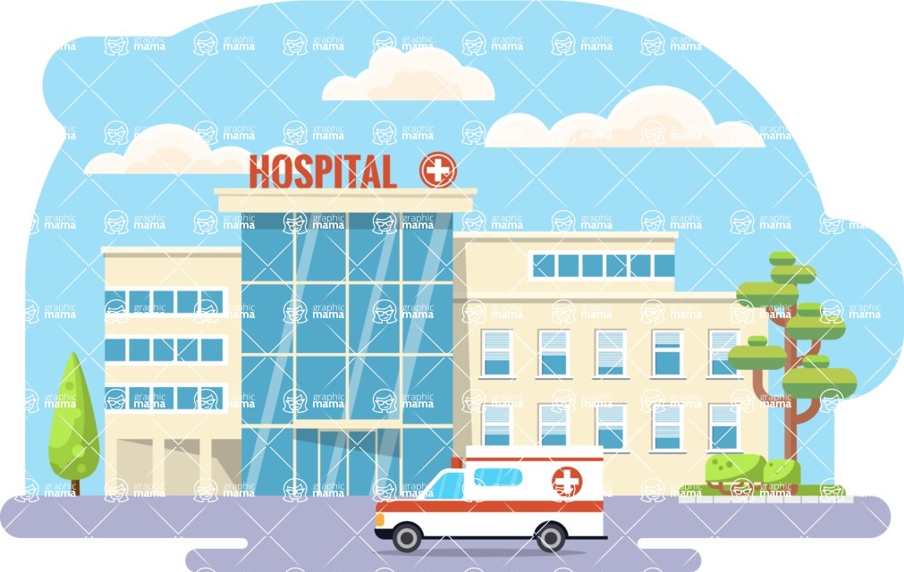 Vector Landscape Mega Bundle - Flat Hospital Illustration Vector Medical Background